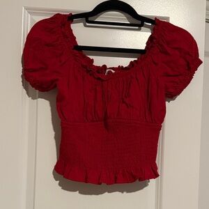Hollister Red Puff Sleeve Crop Top